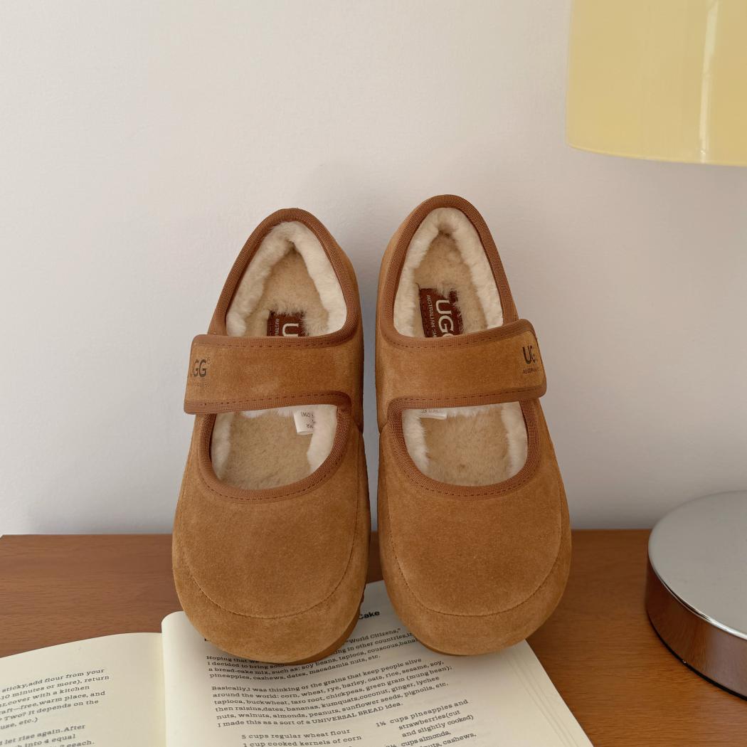 Front view of Millie kids sheepskin wool Mary Jane slippers AS 7037K