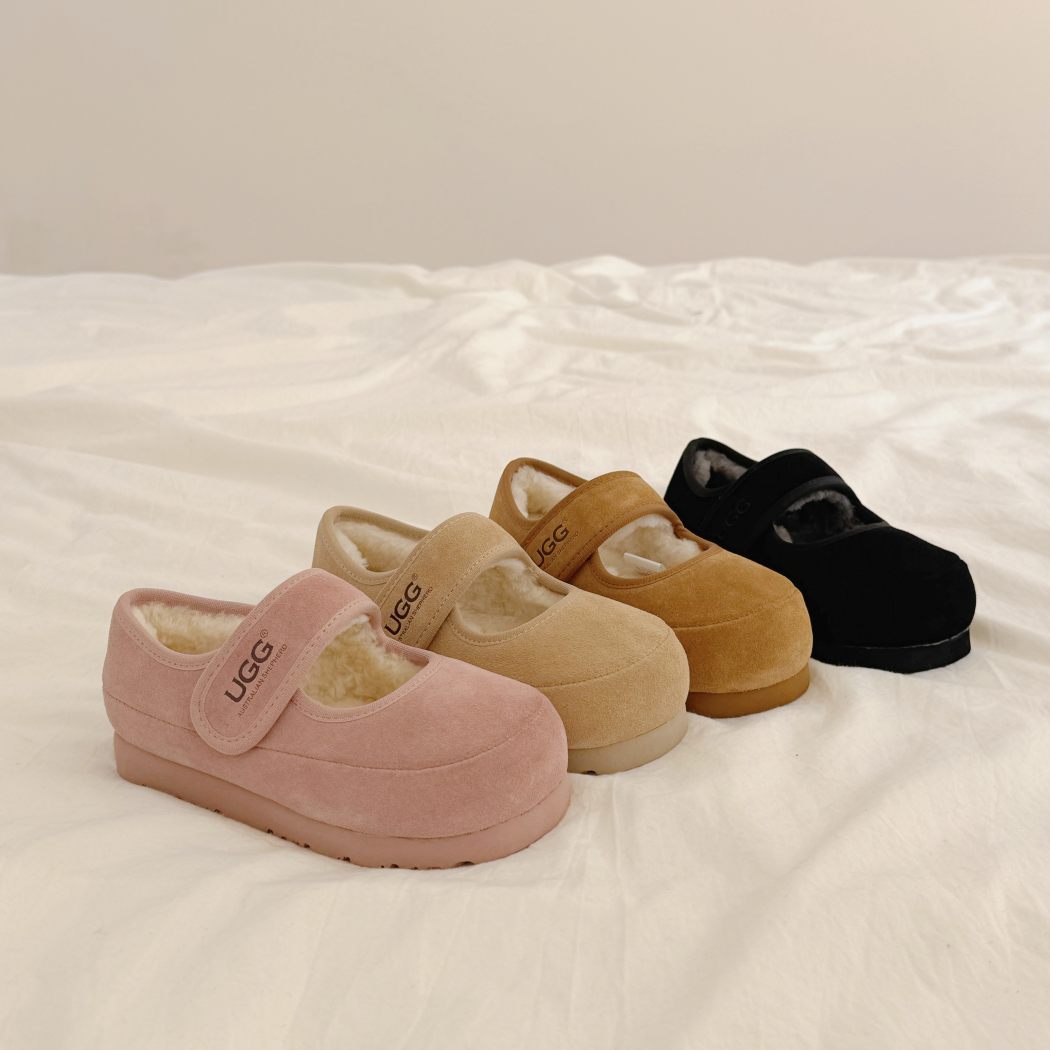 Millie kids sheepskin wool adjustable strap Mary Jane slippers AS 7037K in Pink, Sand, Chestnut and Black