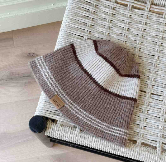 Musi wool blend ribbed knit bucket hat ASA 058 in Chestnut