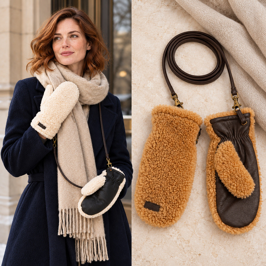 OZWEAR UGG Sheepskin Strap Mittens - CS095