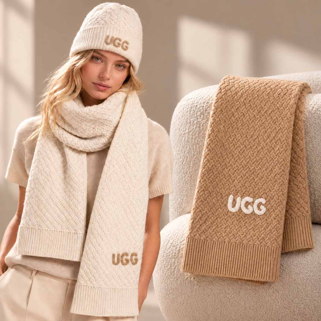OZWEAR UGG Premium Cashmere Blend Basket Weave Scarf OZC010