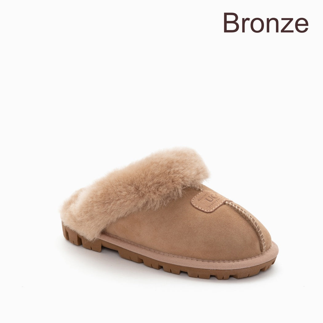 OZWEAR UGG® Premium Australian Sheepskin Slippers OB114II in Bronze featuring premium Australian sheepskin wool and a comfortable slip-on design.