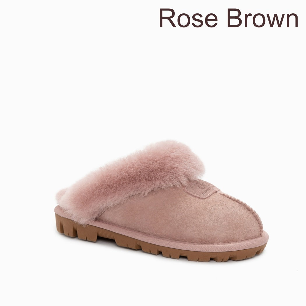 OZWEAR UGG® Premium Australian Sheepskin Slippers OB114II in Rosy Brown featuring plush sheepskin wool and a comfortable slip-on design.
