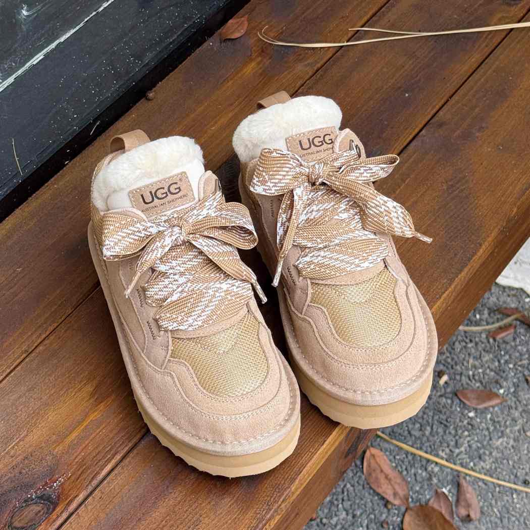 Front view of Parkyr kids sheepskin wool sneaker boots AS 3083K in Sand