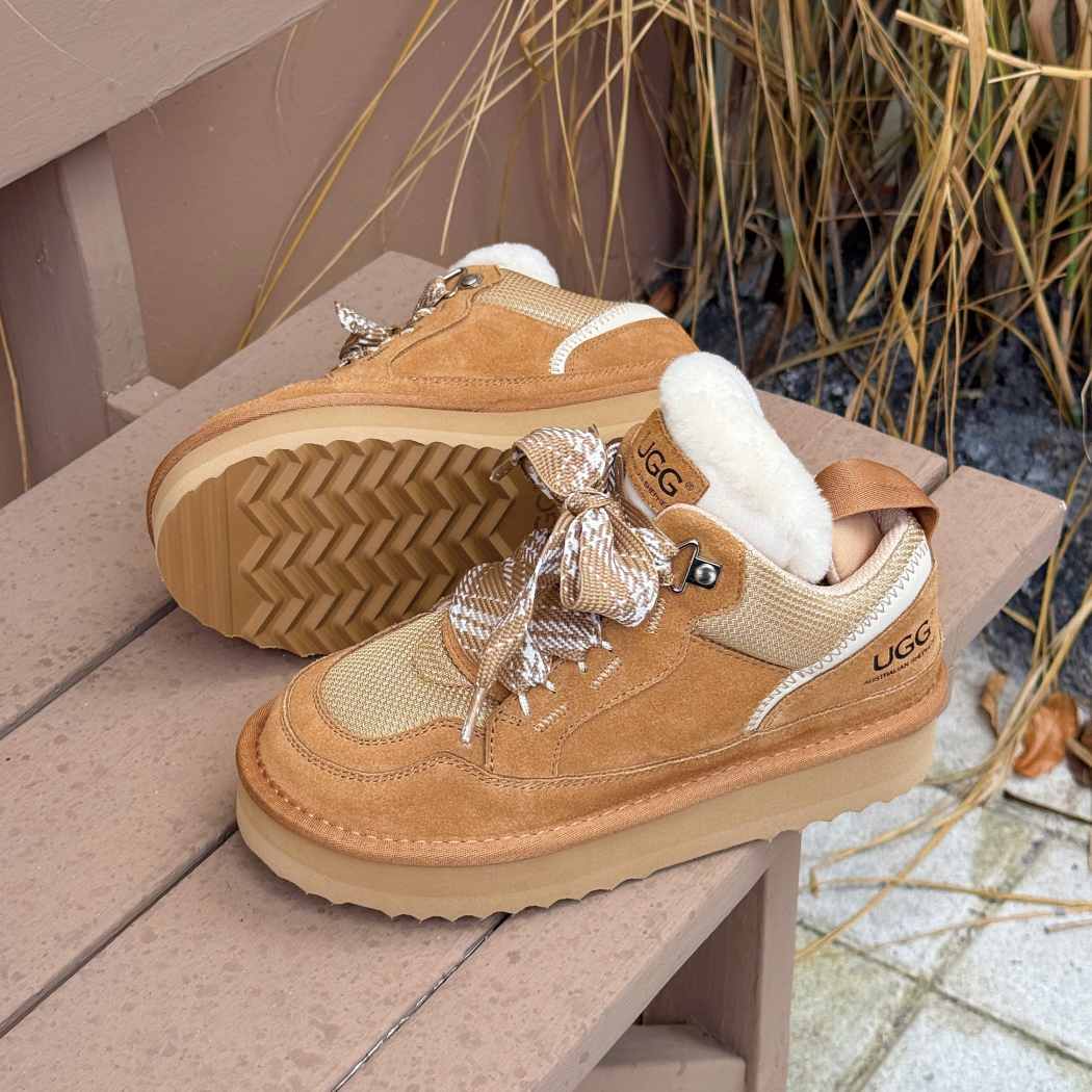 Top view of Parkyr kids sheepskin wool lace-up sneaker boots AS 3083K