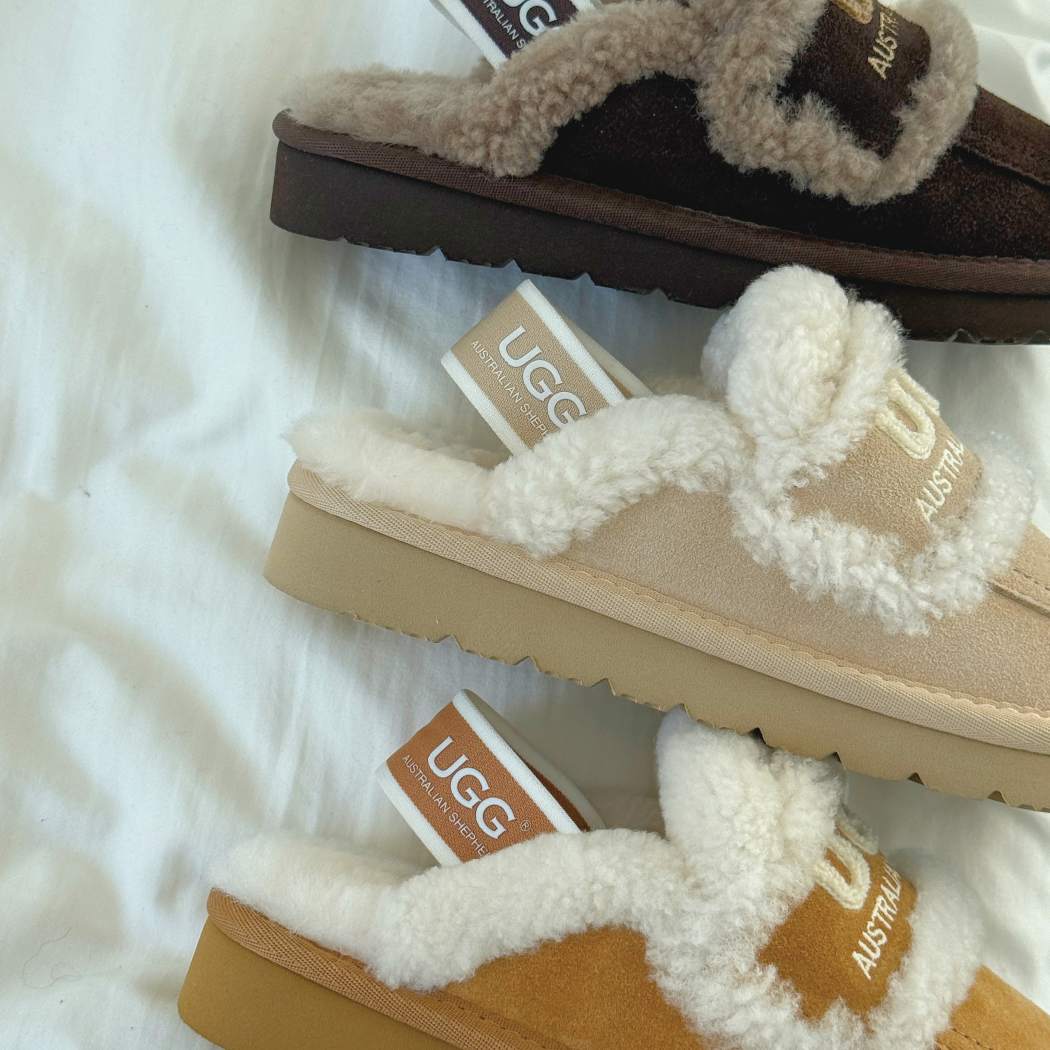 Top view of Rilee kids sheepskin wool slingback slippers AS 2121K