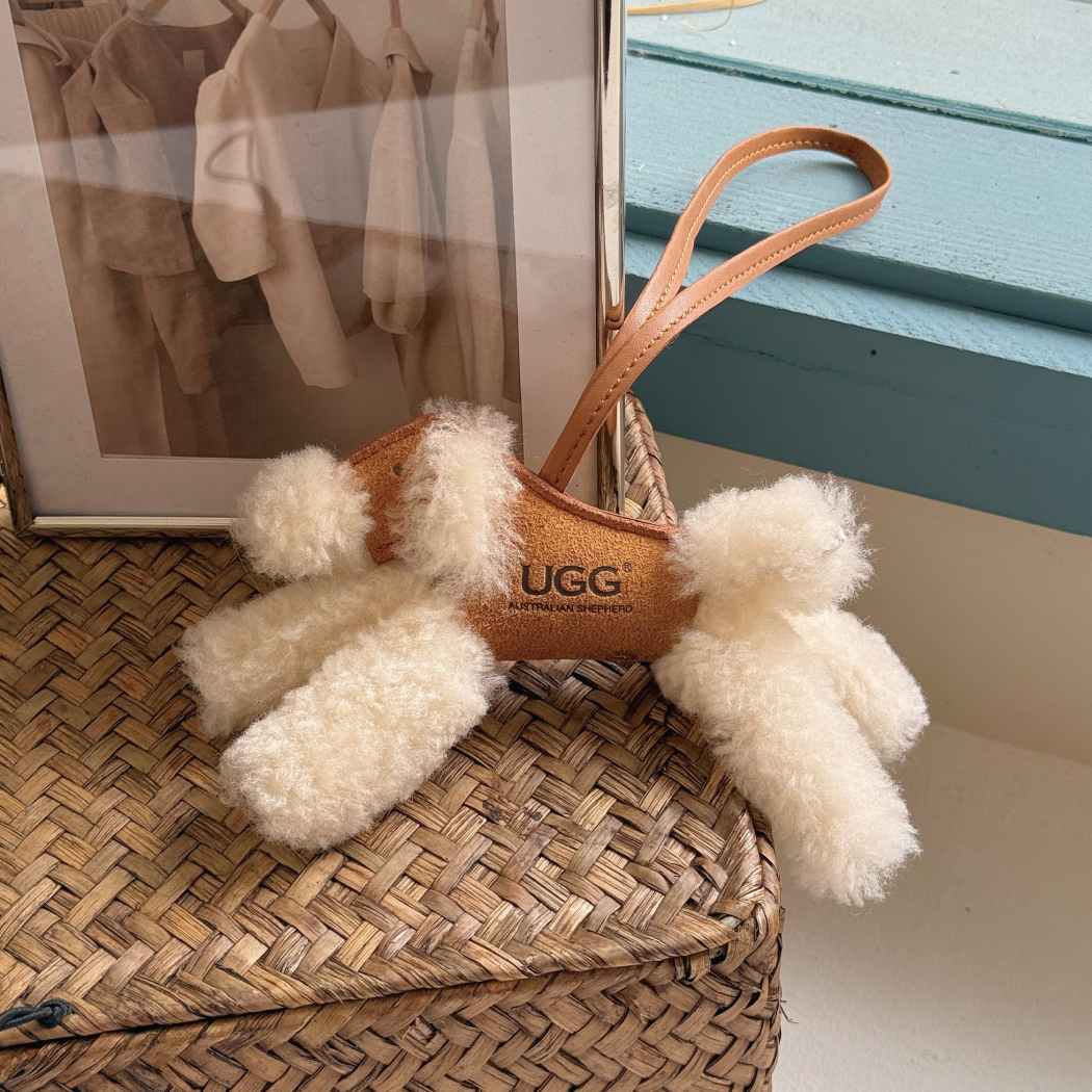 Snowlo cow suede fluffy wool dog bag charm keyring ASZ 048
