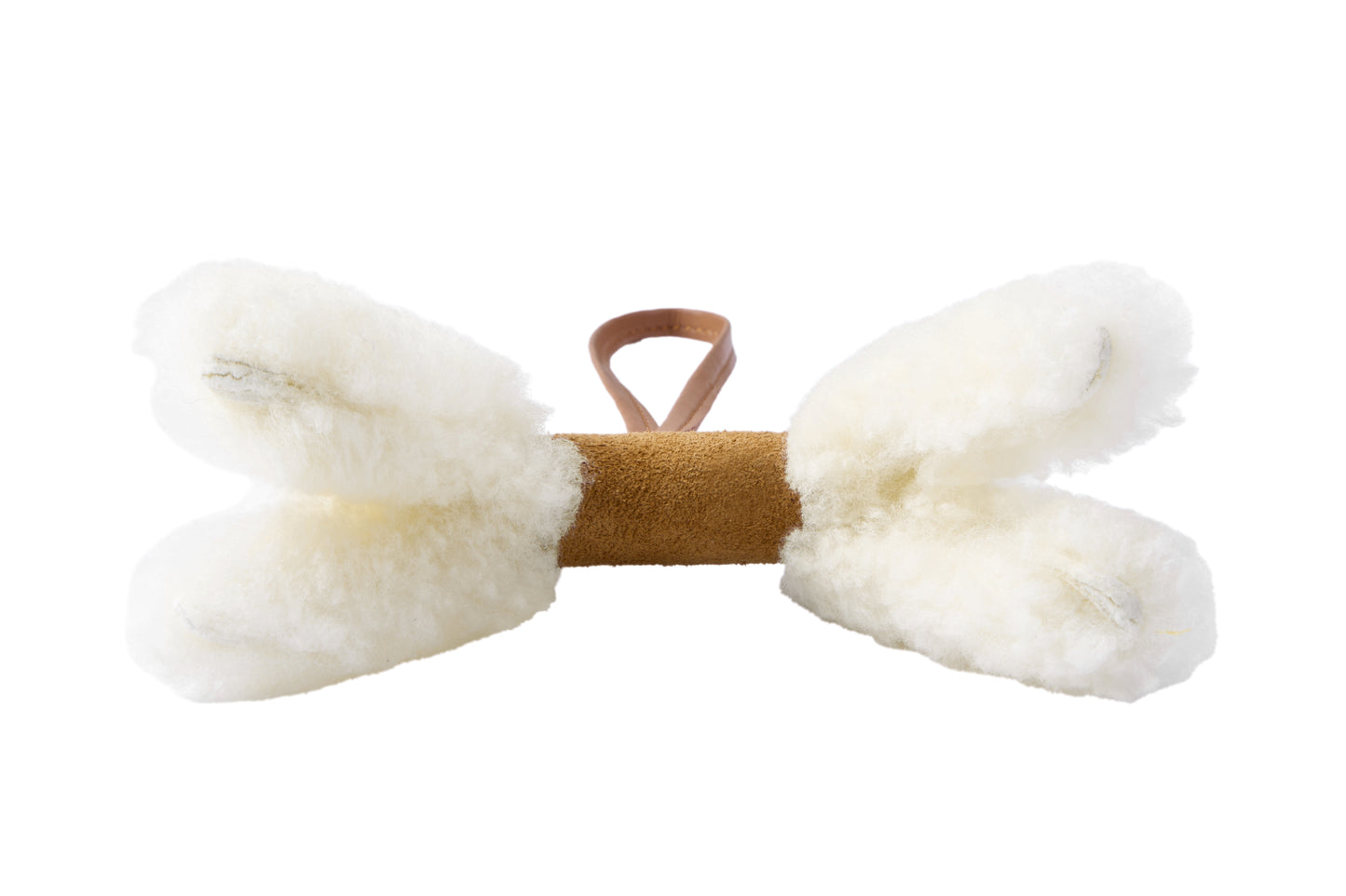 Rear flat view of Snowlo fluffy wool dog bag charm keyring ASZ 048