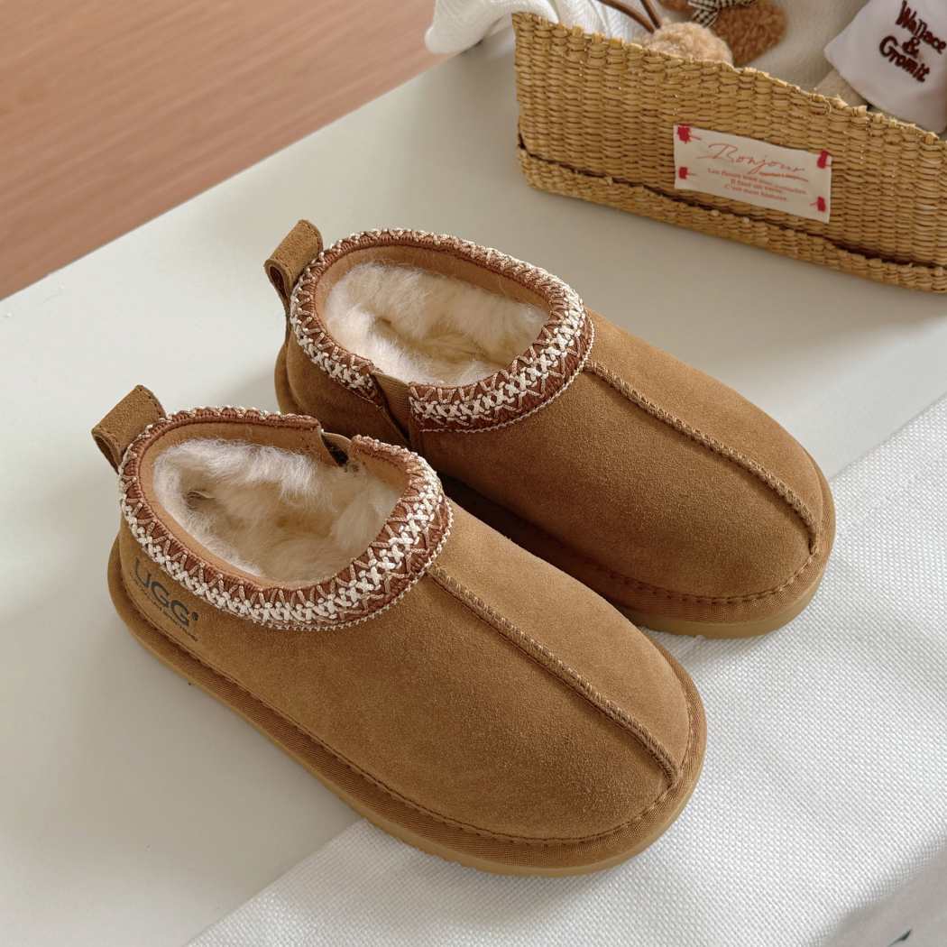 Tazzy Tay kids sheepskin wool ankle slippers AS 2119K in Chestnut Brown