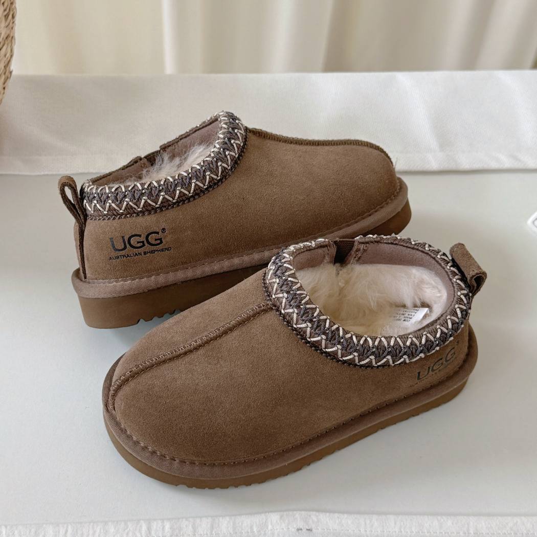 Tazzy Tay kids sheepskin wool ankle slippers AS 2119K in Sand Aqua