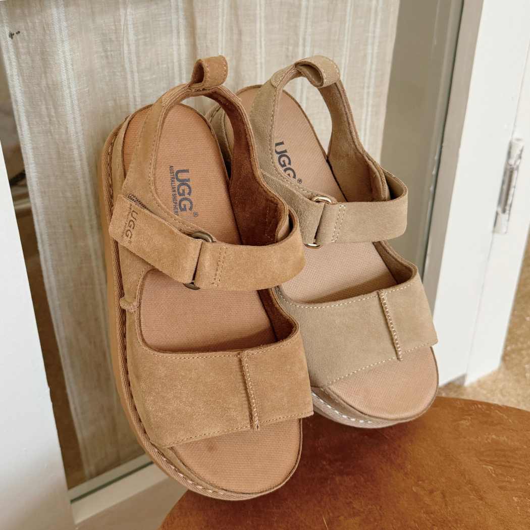 Terral cow suede adjustable strap slingback platform sandals AS 7036 in Chestnut