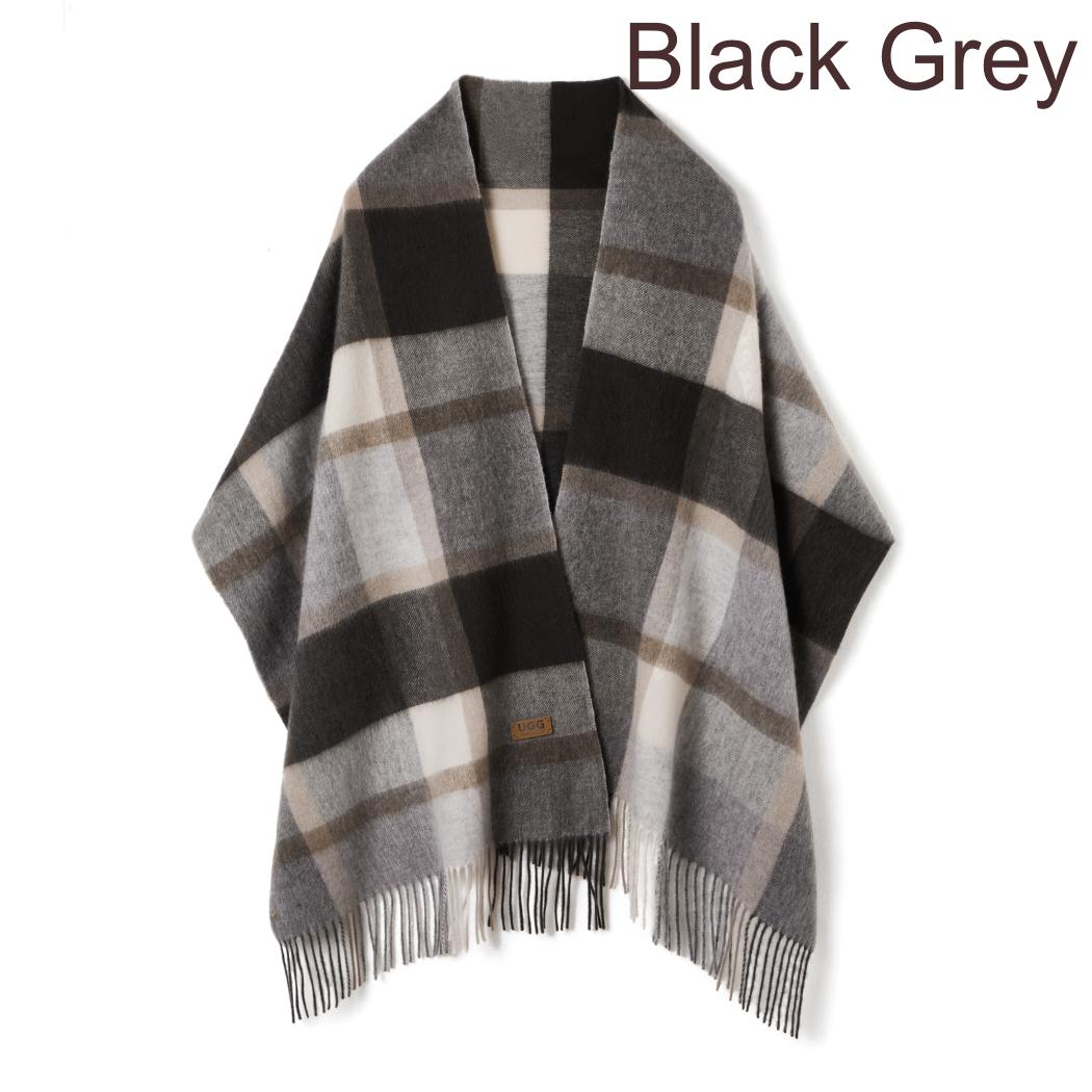 Urban UGG Wynel 100% wool check shawl scarf UR8011 in Black Grey