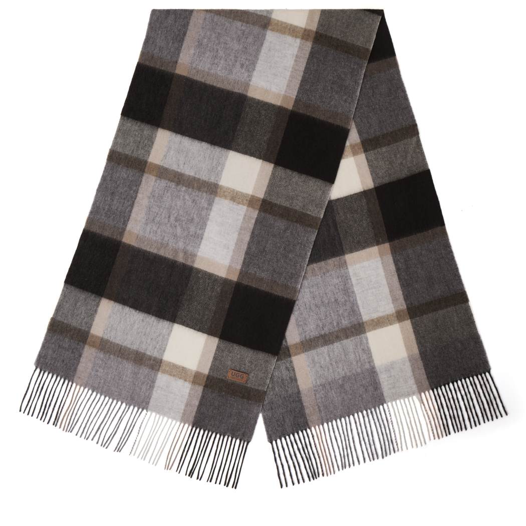 Full-length Urban UGG Wynel 100% wool check scarf UR8011 in Black Grey