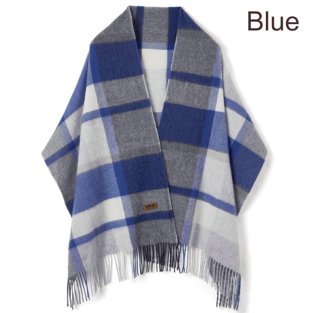 Urban UGG Wynel 100% wool check shawl scarf UR8011 in Blue