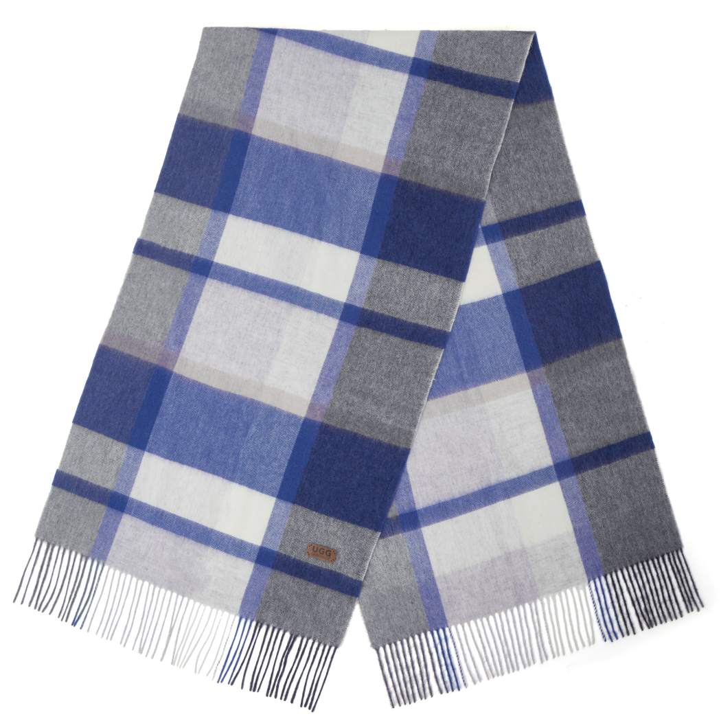 Full-length Urban UGG Wynel wool check scarf UR8011 in Blue
