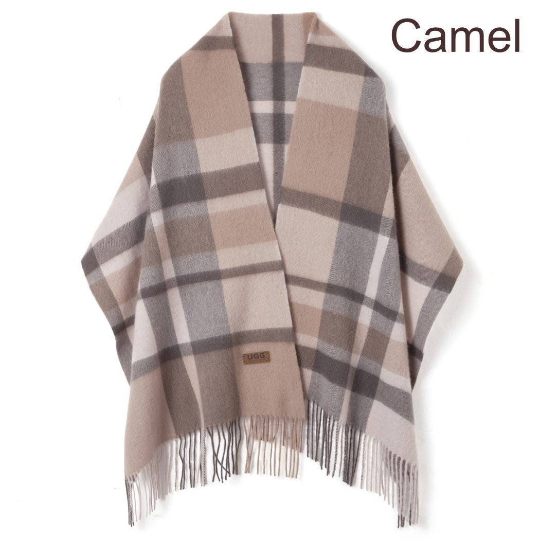Urban UGG Wynel 100% wool check shawl scarf UR8011 in Camel