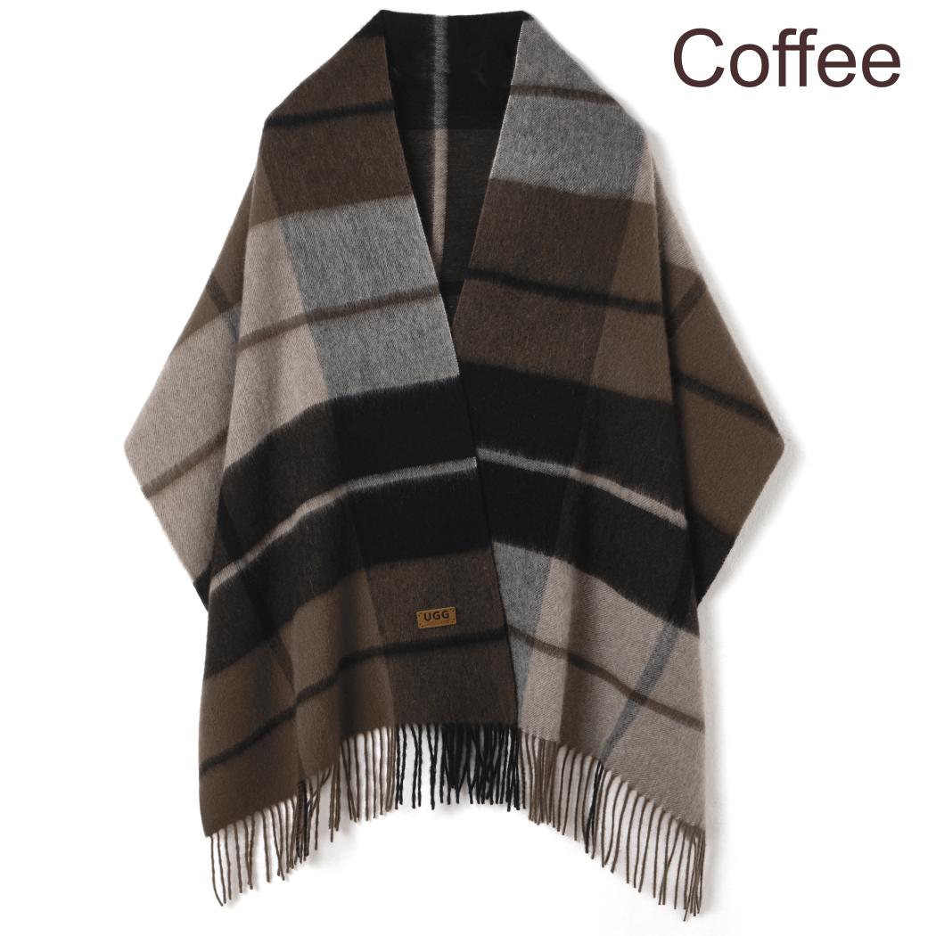Urban UGG Wynel 100% wool check shawl scarf UR8011 in Coffee