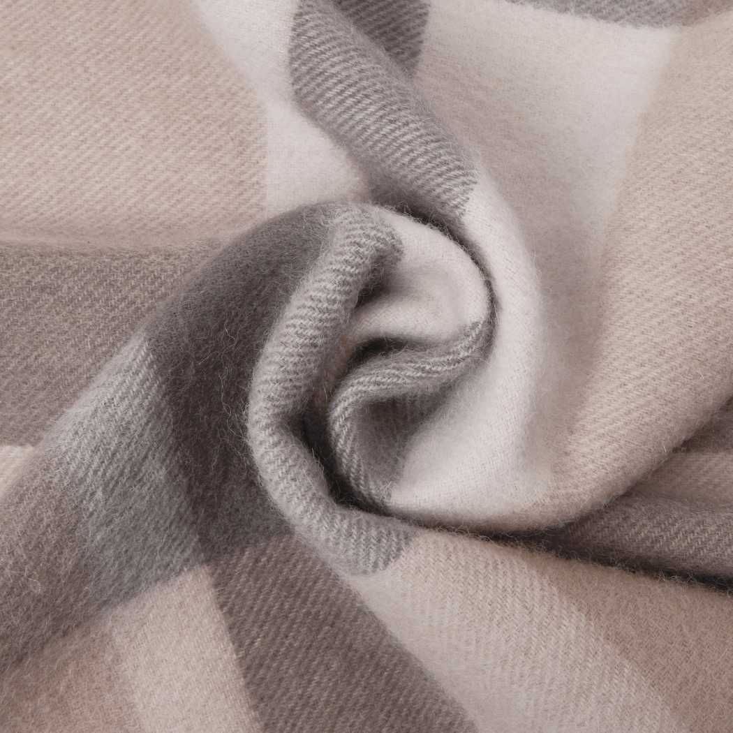 Close-up of the Coffee wool check fabric on the Urban UGG Wynel scarf UR8011