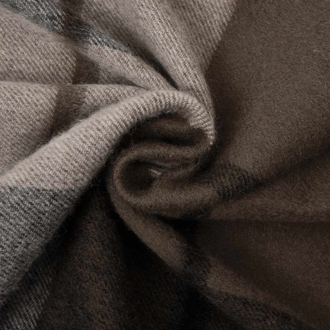 Close-up of the soft Coffee 100% wool texture on the Urban UGG Wynel scarf UR8011