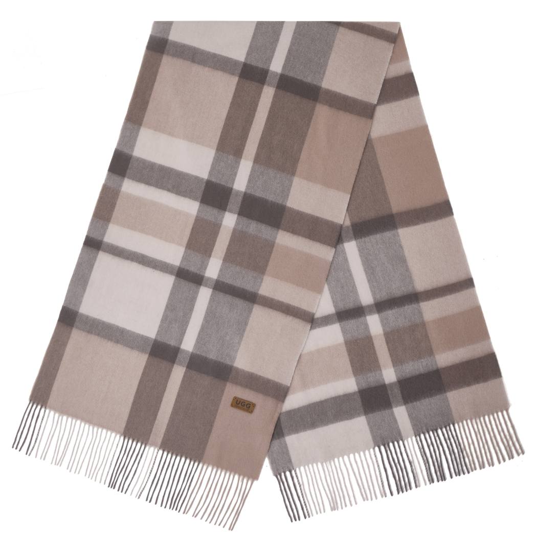 Urban UGG Wynel 100% wool check shawl scarf UR8011 in Light Beige