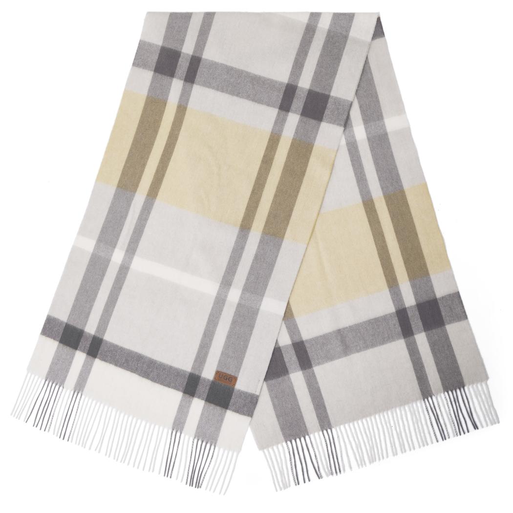Full-length Urban UGG Wynel wool check scarf UR8011 in Light Beige
