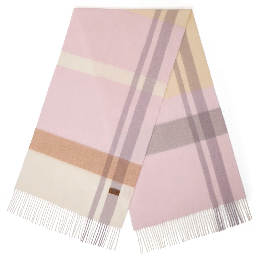 Full-length Urban UGG Wynel 100% wool check scarf UR8011 in Light Pink