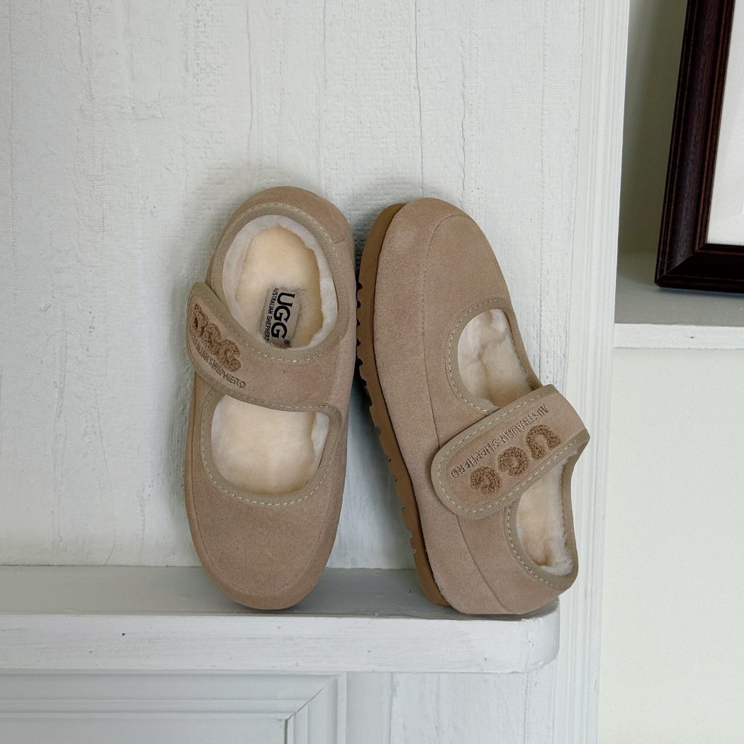 Rear view of Velvi kids Mary Jane slippers AS 7025K in Sand